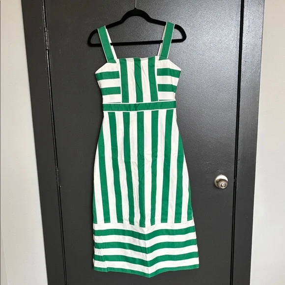 NWOT Hyacinth House Green & White Striped Hooper Denim Midi Dress Sz S - Picture 3 of 9
